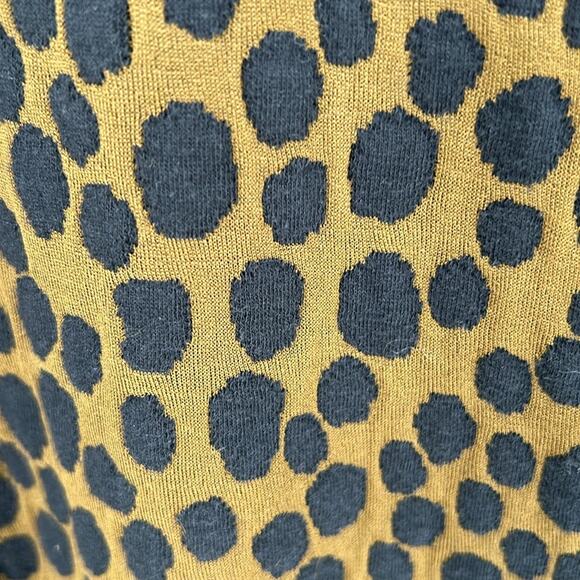 Ann Taylor Loft Olive Green & Navy Polka Dot Long Sleeve Dress size Large - Picture 8 of 11